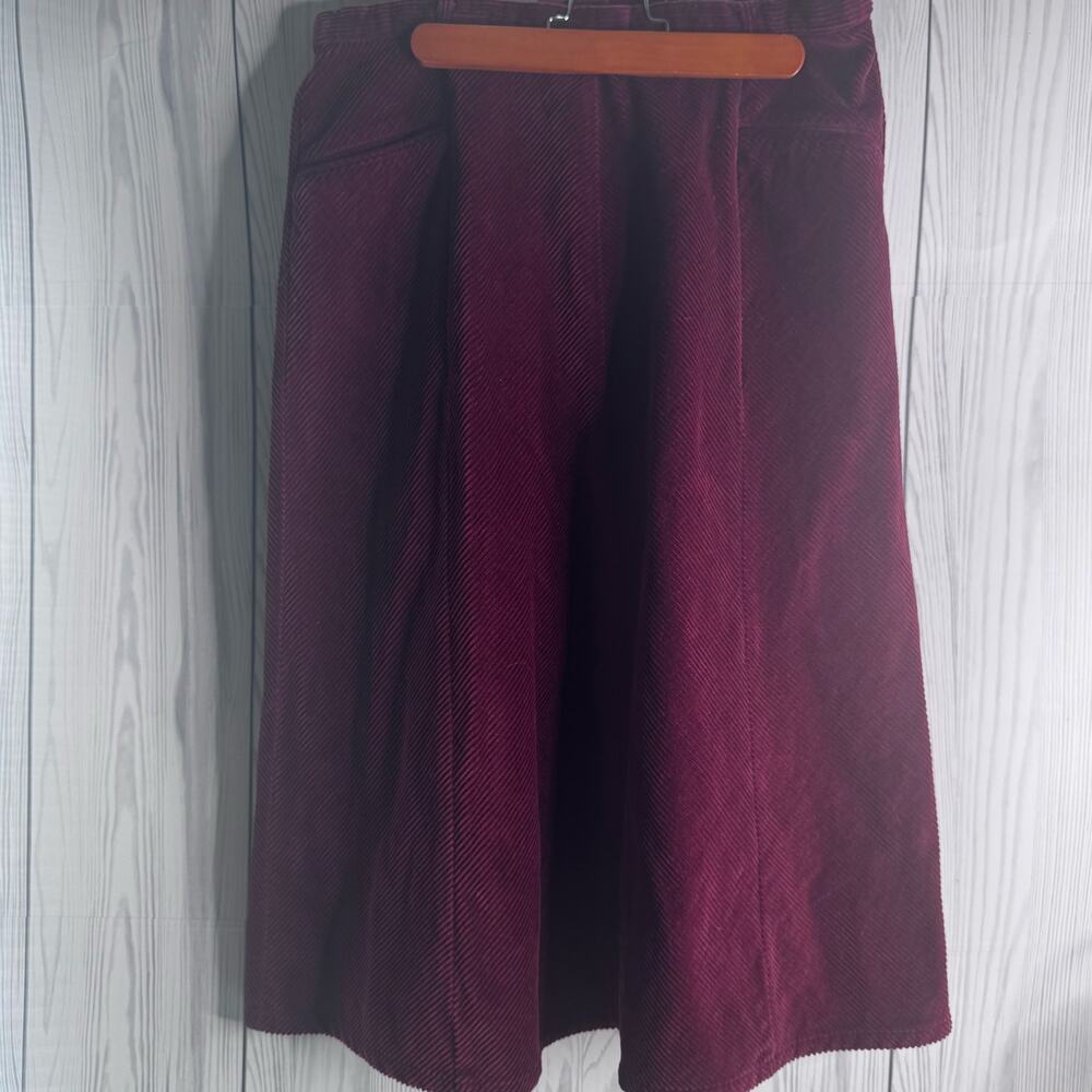 Vtg Orvis Women Sz 14 Maroon Corduroy A-Line Midi High Waist Skirt - Picture 1 of 7